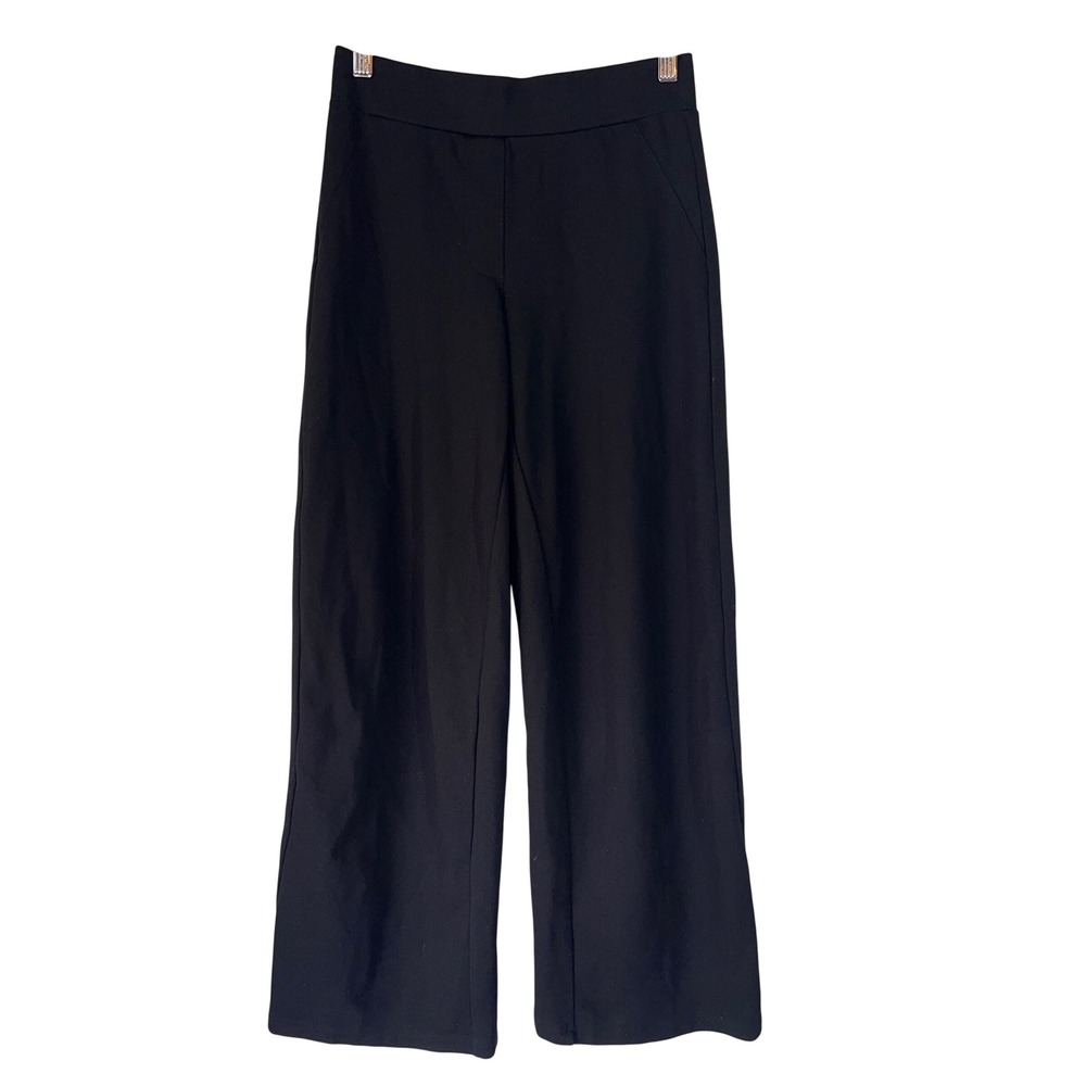 Quince Black Wide Leg Ponte Pants High Rise Stretch Trousers Size S